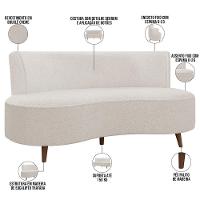 Sofá Chaise Living 2 Lugares 135cm Sala De Estar Istambul K01 Bouclê Creme - Lyam Decor - 7
