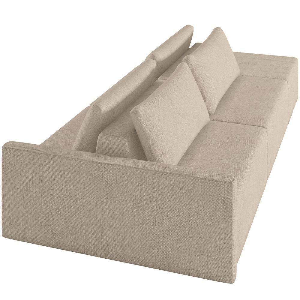 Sofá Ilha Modular Para Sala 232cm Com Puff Dublin K01 Linho Bege - Lyam Decor - 2