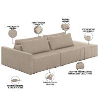 Sofá Ilha Modular Para Sala 232cm Com Puff Dublin K01 Linho Bege - Lyam Decor - 7