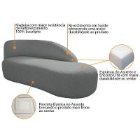 Divã Recamier Curvo Luna 185cm Lado Direito Suede Cor Cinza - 8