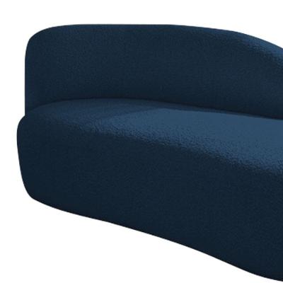 Divã Recamier Curvo Luna 185cm Lado Direito Suede Cor Azul Marinho