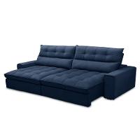 Sofá Retrátil Reclinável 3 Lugares 250cm Damy F05 Veludo Azul - 5