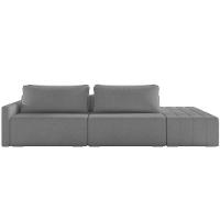 Sofá Ilha Modular Para Sala 252cm Com Puff Dublin K01 Bouclê Cinza - Lyam Decor - 5