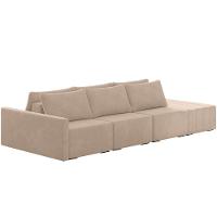 Sofá Ilha Modular Para Sala 342cm Com Puff Dublin K01 Veludo Bege - Lyam Decor - 1