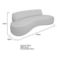 Sofá Curvo 2 Lugares Amsterdã 140cm Linho - Adj Decor Cor Cinza Claro