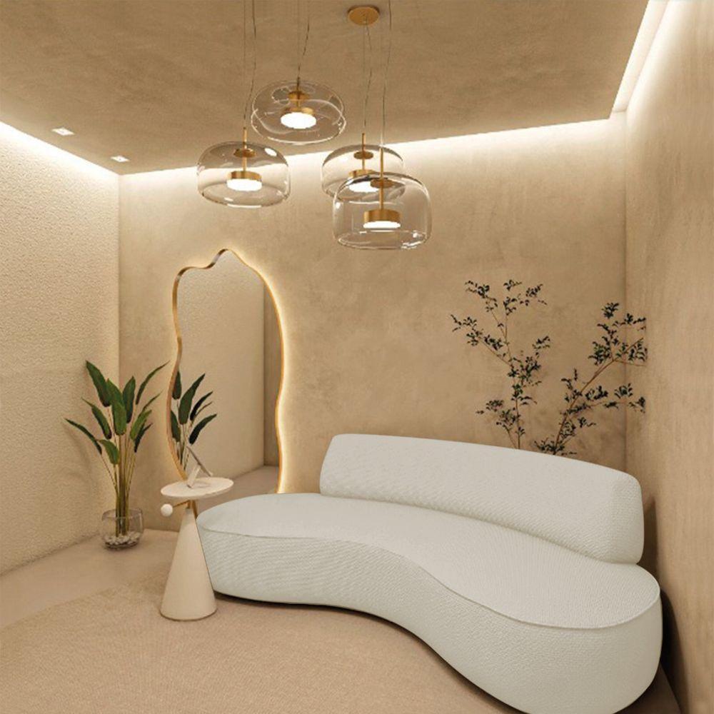 Sofá Curvo 2 Lugares Amsterdã 140cm Linho - Adj Decor Cor Bege - 5