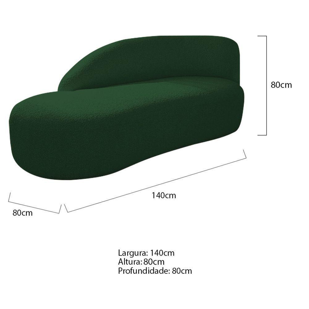 Divã Recamier Curvo Luna 140cm Lado Esquerdo Suede - Doce Sonho Móveis Cor Verde - 6