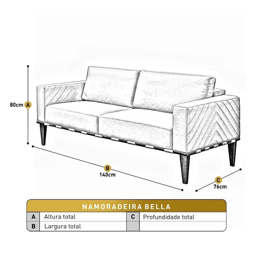 Sofá Namoradeira Bella Luxo Castellar Móbile Corino Off White - 3