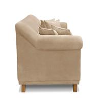 Sofá 3 Lugares Pé De Madeira Julieta 220 Cm Suede Bege S04 - D'rossi