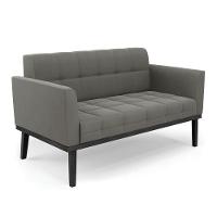 Sofá Namoradeira E 2 Poltronas Base De Madeira Preto Elisa Suede D03 - D'rossi Cor Grafite - 3