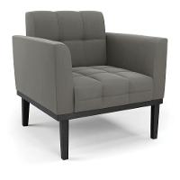 Sofá Namoradeira E 2 Poltronas Base De Madeira Preto Elisa Suede D03 - D'rossi Cor Grafite