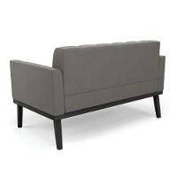 Sofá Namoradeira E 2 Poltronas Base De Madeira Preto Elisa Suede D03 - D'rossi Cor Grafite - 8