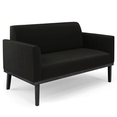Sofá Namoradeira Base Madeira Preto Maressa Suede Preto