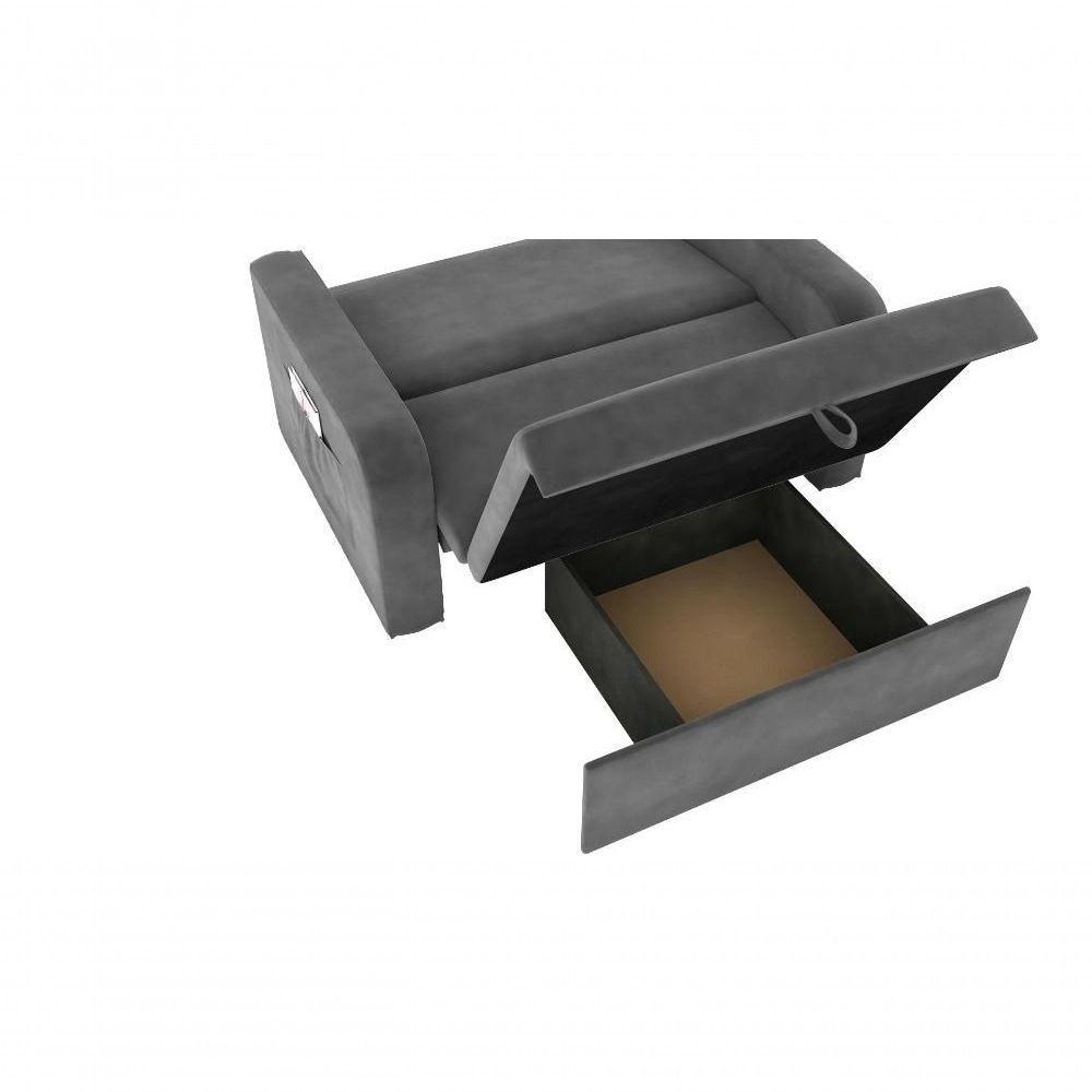 Sofá Cama Daiane 2 Lugares Com Baú Veludo Cinza Matrix - 2