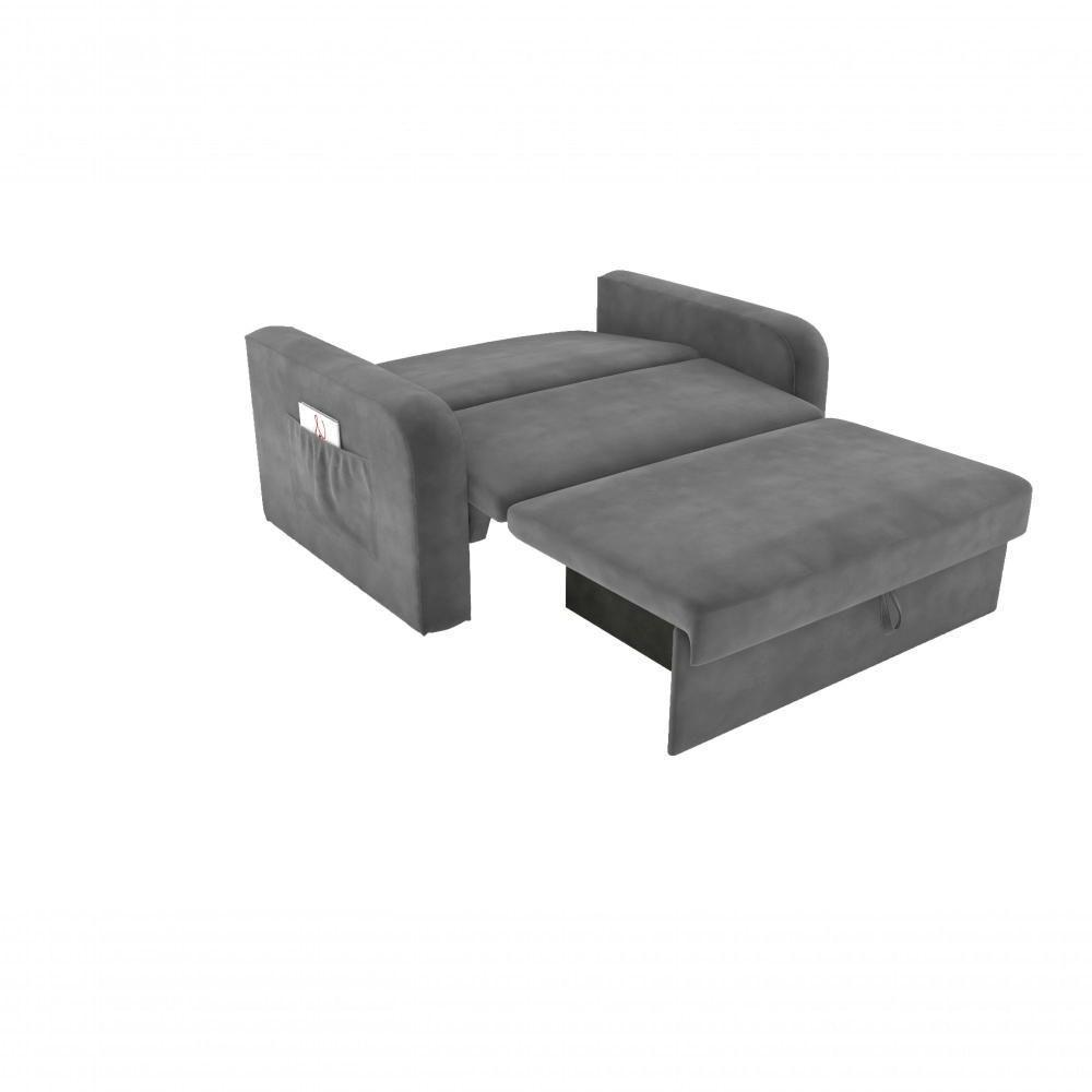 Sofá Cama Daiane 2 Lugares Com Baú Veludo Cinza Matrix - 3