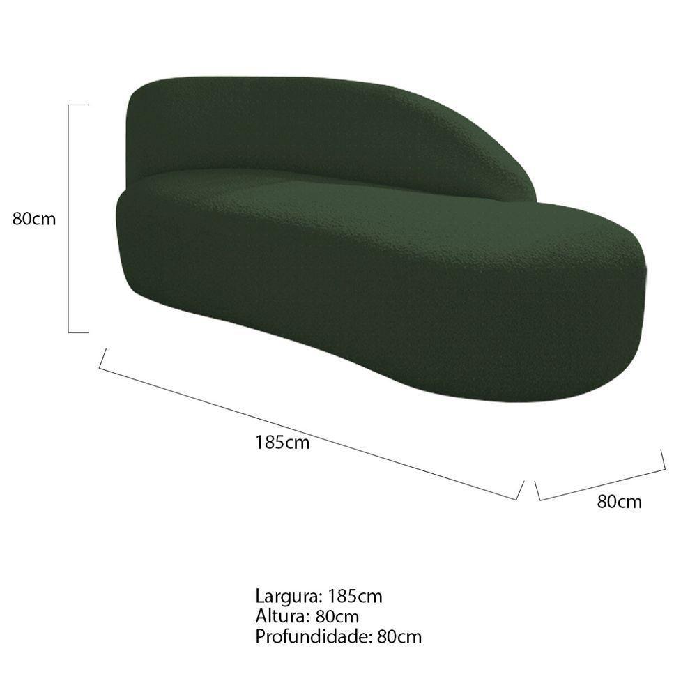Divã Recamier Curvo Luna 185cm Lado Direito Linho Cor Verde - 5