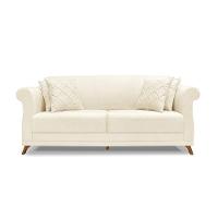 Sofá 3 Lugares Pé De Madeira Julieta 220 Cm Linho Pérola S04 - D'rossi - 3