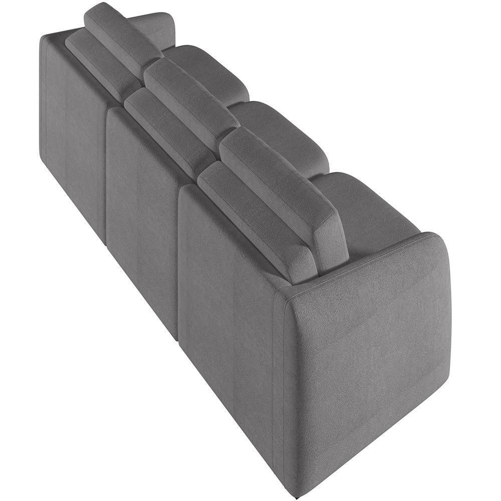 Sofá Cama Para Sala De Estar 3 Lugares 246cm Montserrat K01 Bouclê Cinza - Lyam Decor - 5