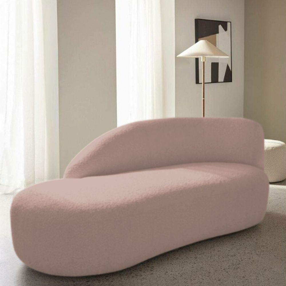 Divã Recamier Curvo Luna 160cm Lado Esquerdo Linho Cor Rosê - 5