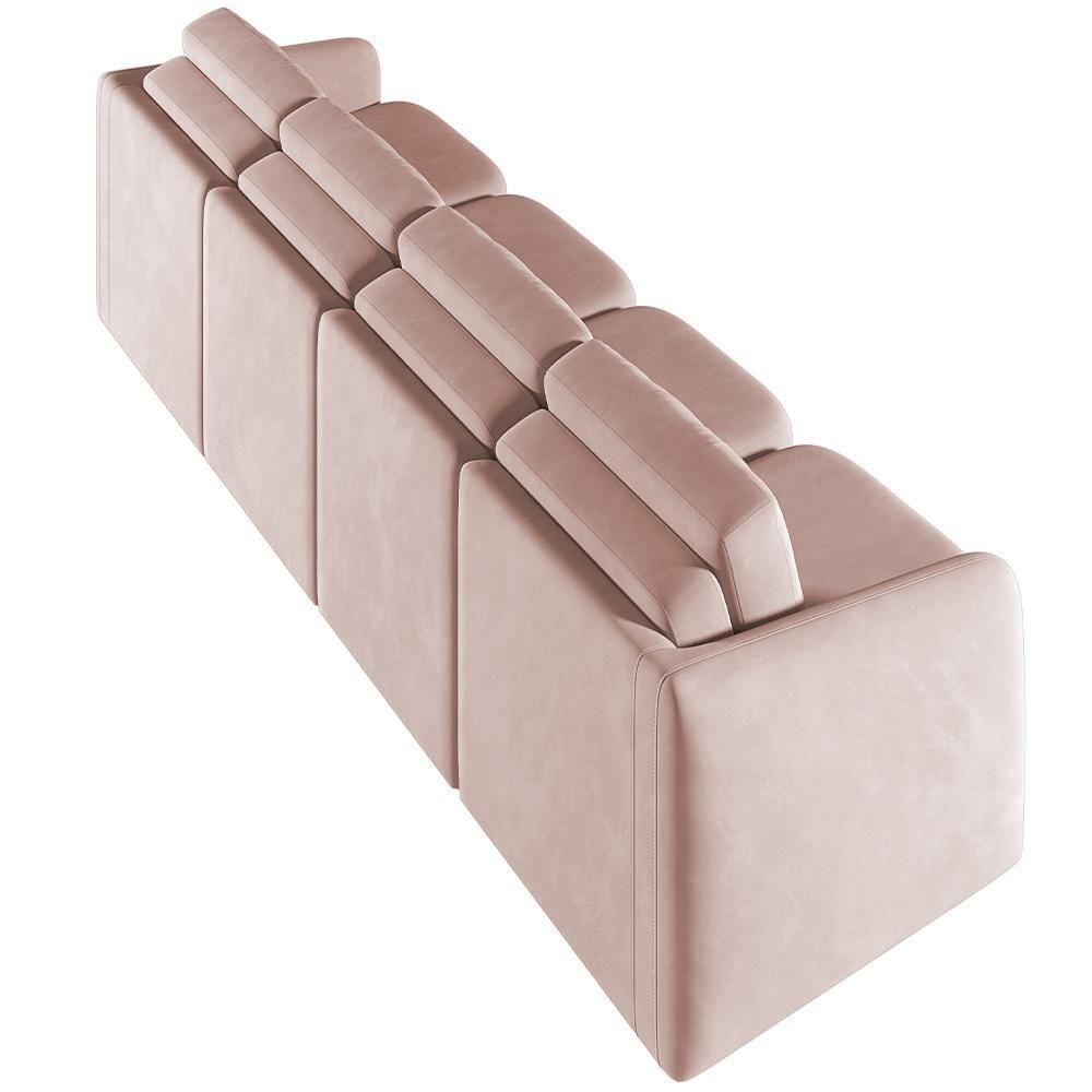 Sofá Cama Para Sala De Estar 4 Lugares 356cm Montserrat K01 Veludo Rosê - Lyam Decor - 5