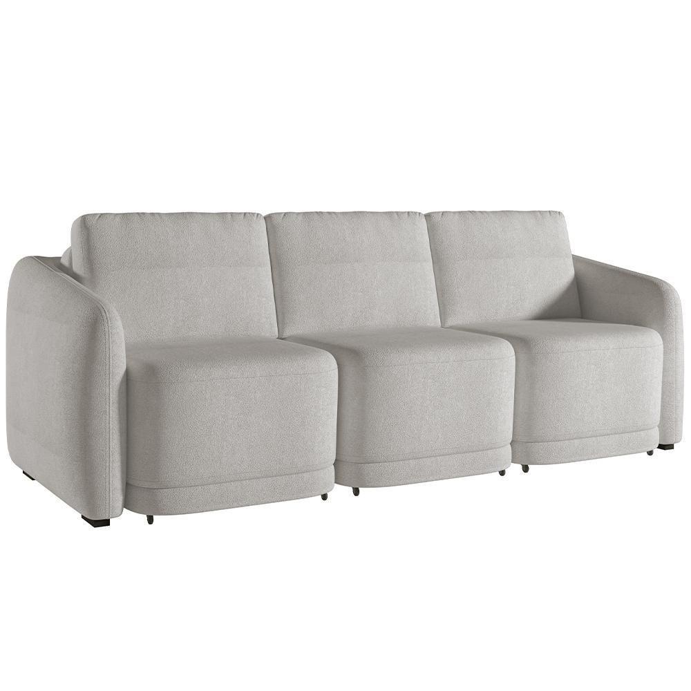 Sofá Cama Para Sala De Estar 3 Lugares 276cm Montserrat K01 Bouclê Creme - Lyam Decor - 1
