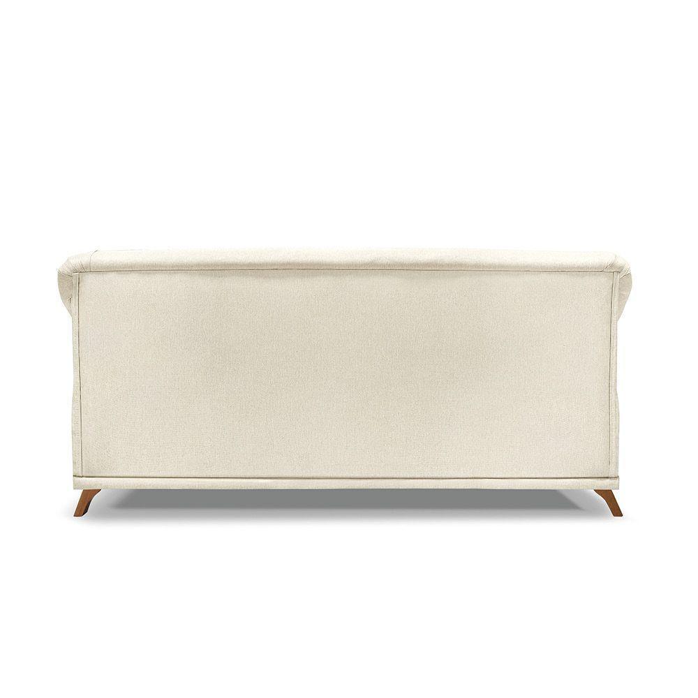 Sofá 3 Lugares Pé De Madeira Julieta 200 Cm Linho Natural S04 - D'rossi - 4
