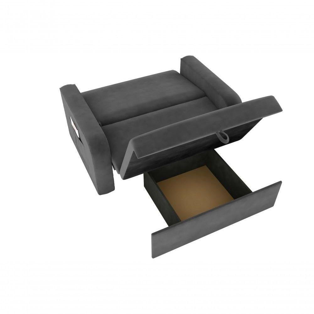 Sofá Cama Daiane 2 Lugares Com Baú Suede Cinza Matrix - 2