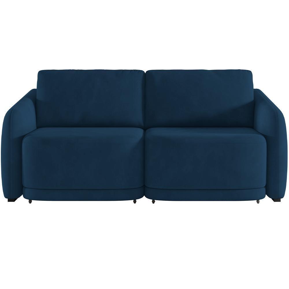 Sofá Cama Para Sala De Estar 3 Lugares 236cm Montserrat K01 Veludo Azul Marinho - Lyam Decor - 6