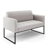 Sofá Namoradeira Com Poltrona Base Industrial Preto Marisa Veludo Cinza D03 - D'rossi - 7