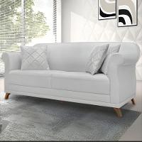 Sofá 2 Lugares Pé De Madeira Julieta 160 Cm Linho Grigio S04 - D'rossi - 6