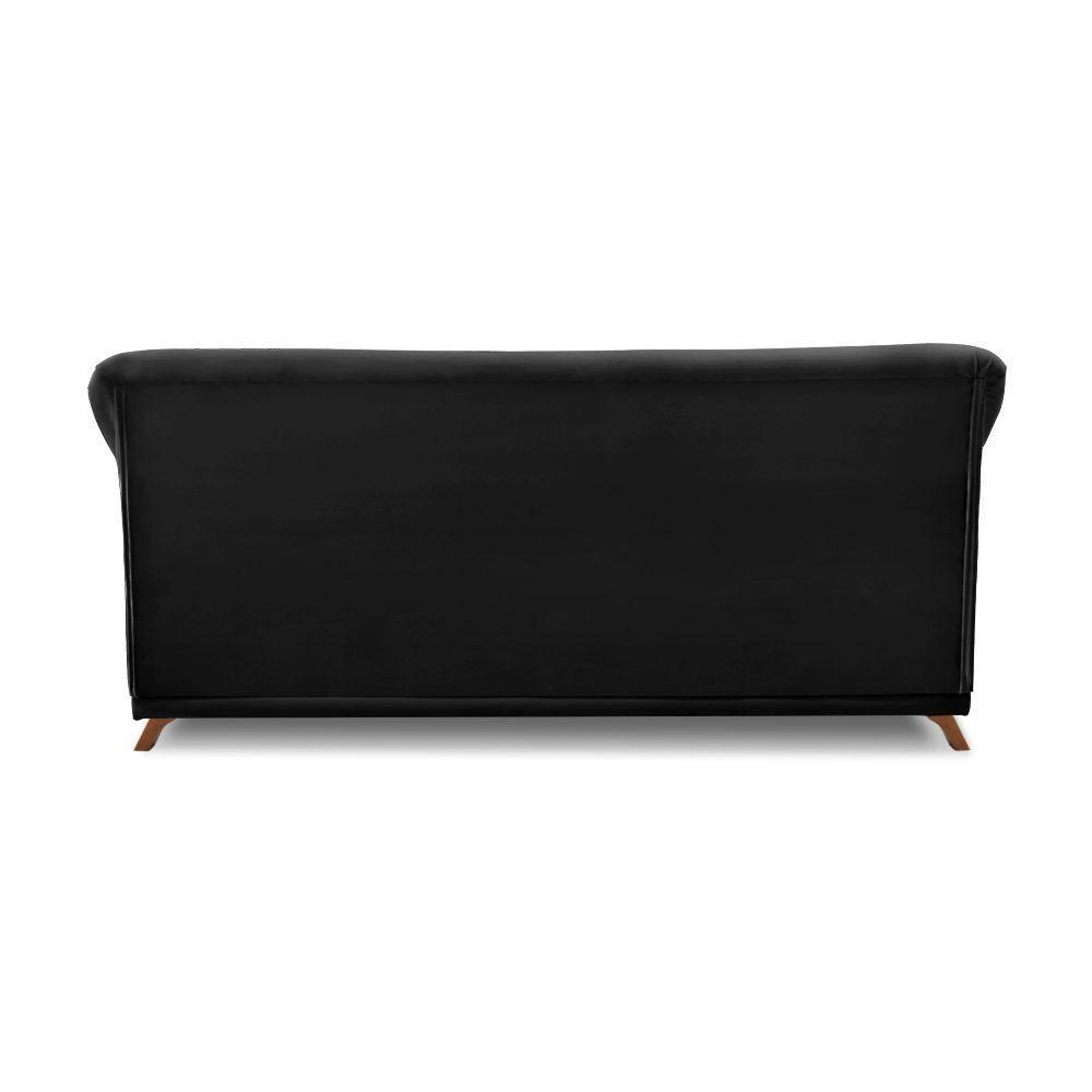 Sofá 2 Lugares Pé De Madeira Julieta 160 Cm Suede Preto S04 - D'rossi - 2