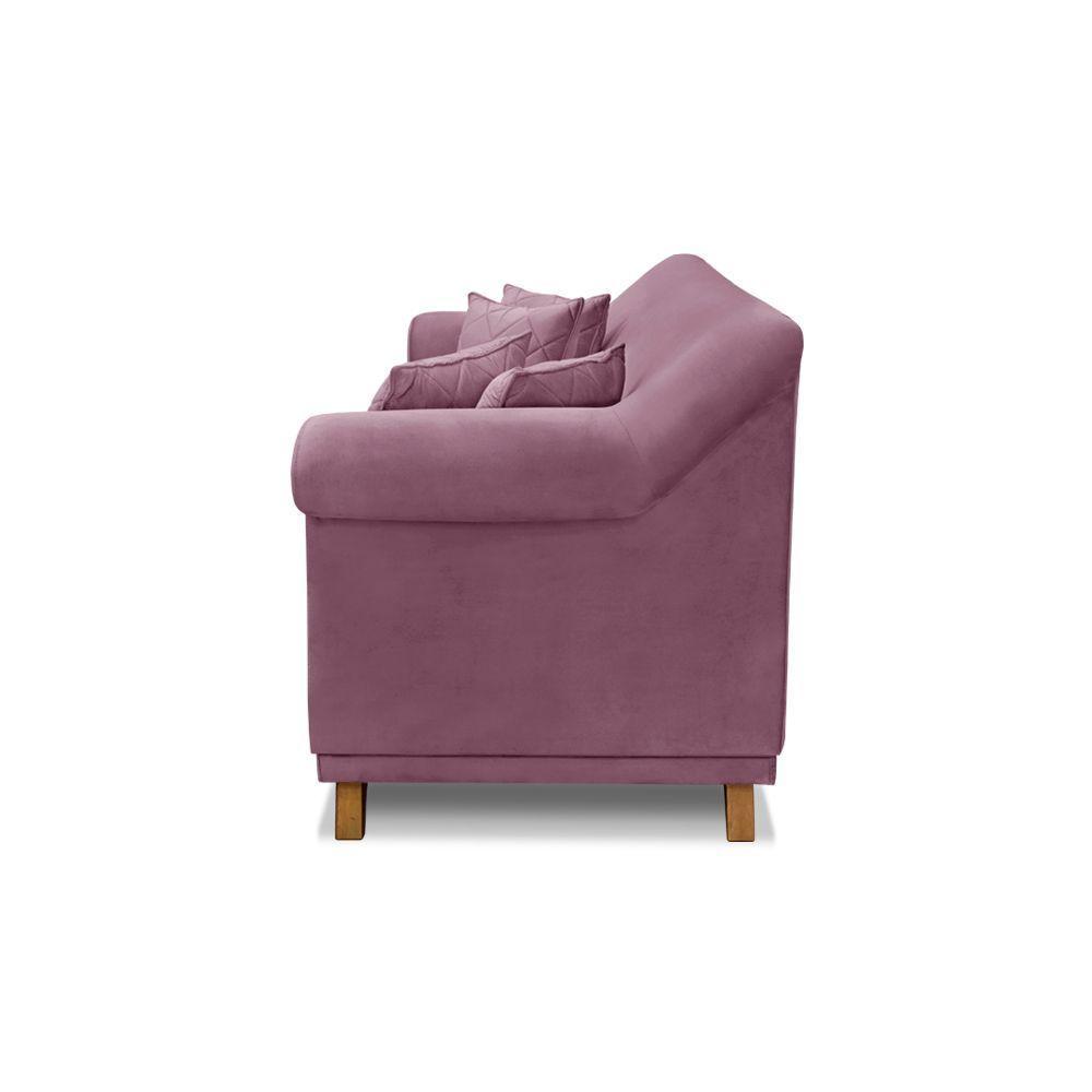 Sofá 2 Lugares Pé De Madeira Julieta 180 Cm Veludo S04 - D'rossi Cor Uva - 4