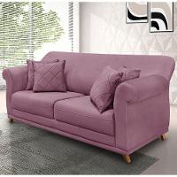 Sofá 2 Lugares Pé De Madeira Julieta 180 Cm Veludo S04 - D'rossi Cor Uva - 6
