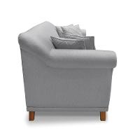 Sofá 3 Lugares Pé De Madeira Julieta 220 Cm Linho Cinza S04 - D'rossi