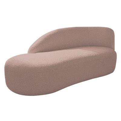 Divã Recamier Curvo Luna 185cm Lado Esquerdo Linho Rosê