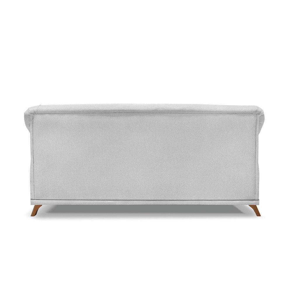 Sofá 3 Lugares Pé De Madeira Julieta 220 Cm Linho S04 - D'rossi Cor Grigio - 2