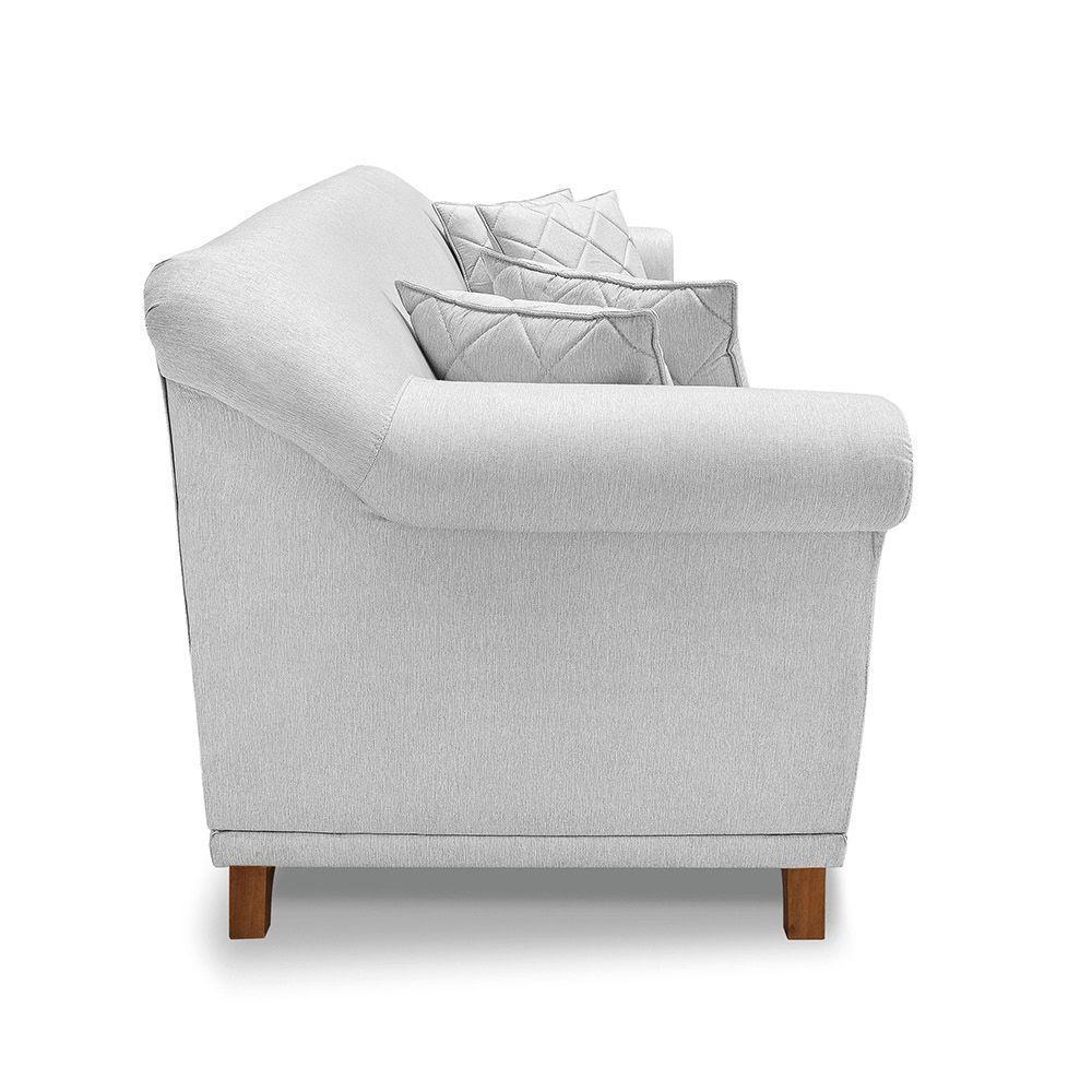 Sofá 3 Lugares Pé De Madeira Julieta 220 Cm Linho S04 - D'rossi Cor Grigio - 4