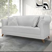 Sofá 3 Lugares Pé De Madeira Julieta 220 Cm Linho S04 - D'rossi Cor Grigio - 6