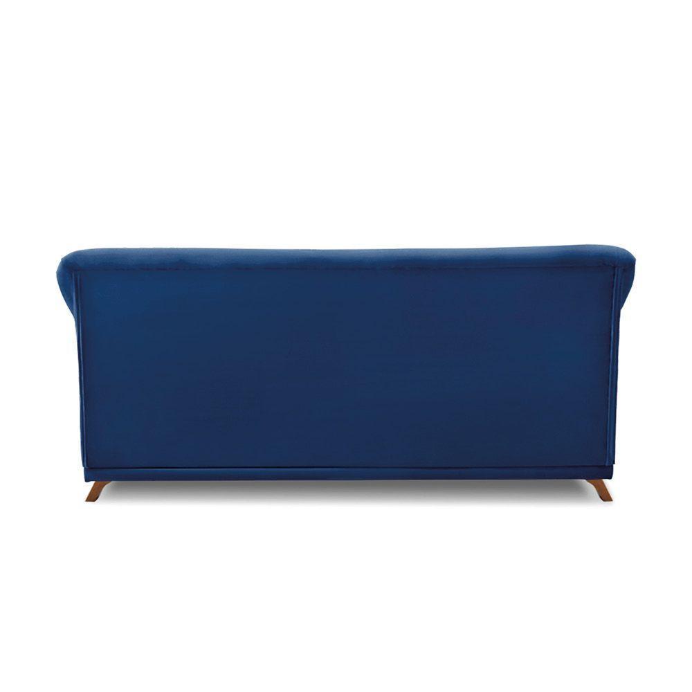 Sofá 3 Lugares Pé De Madeira Julieta 220 Cm Suede Azul Marinho S04 - D'rossi - 3