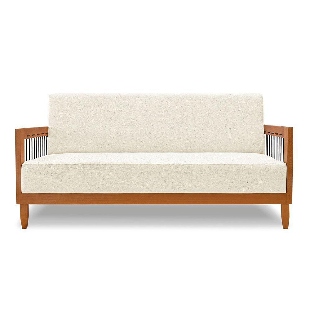 Sofá 2 Lugares Base De Madeira Mariana 160 Cm Linho Natural S04 - D'rossi - 4