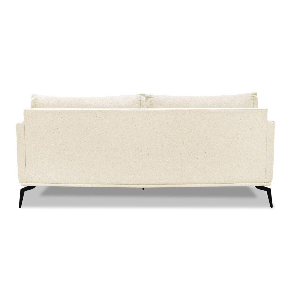 Sofá 3 Lugares Pé De Ferro Preto Rafaela 220 Cm Linho Pérola S04 - D'rossi - 2