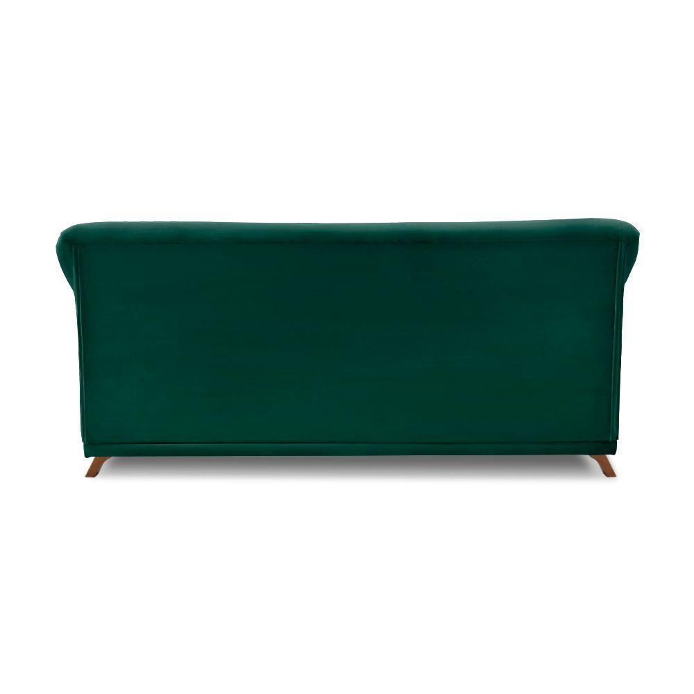 Sofá 3 Lugares Pé De Madeira Julieta 200 Cm Veludo Verde S04 - D'rossi - 2