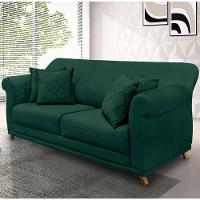 Sofá 3 Lugares Pé De Madeira Julieta 200 Cm Veludo Verde S04 - D'rossi - 6