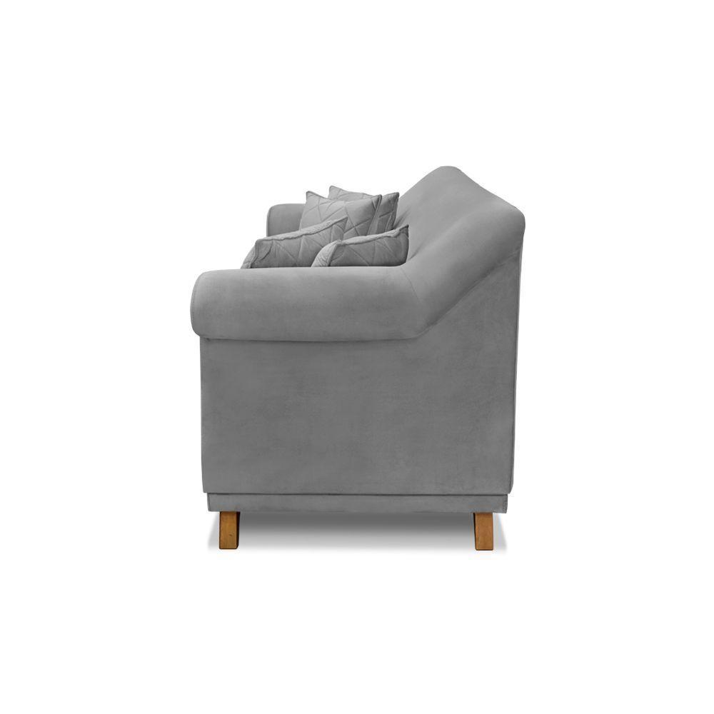 Sofá 2 Lugares Pé De Madeira Julieta 160 Cm Veludo S04 - D'rossi Cor Cinza - 4