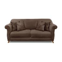 Sofá 3 Lugares Pé De Madeira Julieta 220 Cm Veludo S04 - D'rossi Cor Marrom - 3