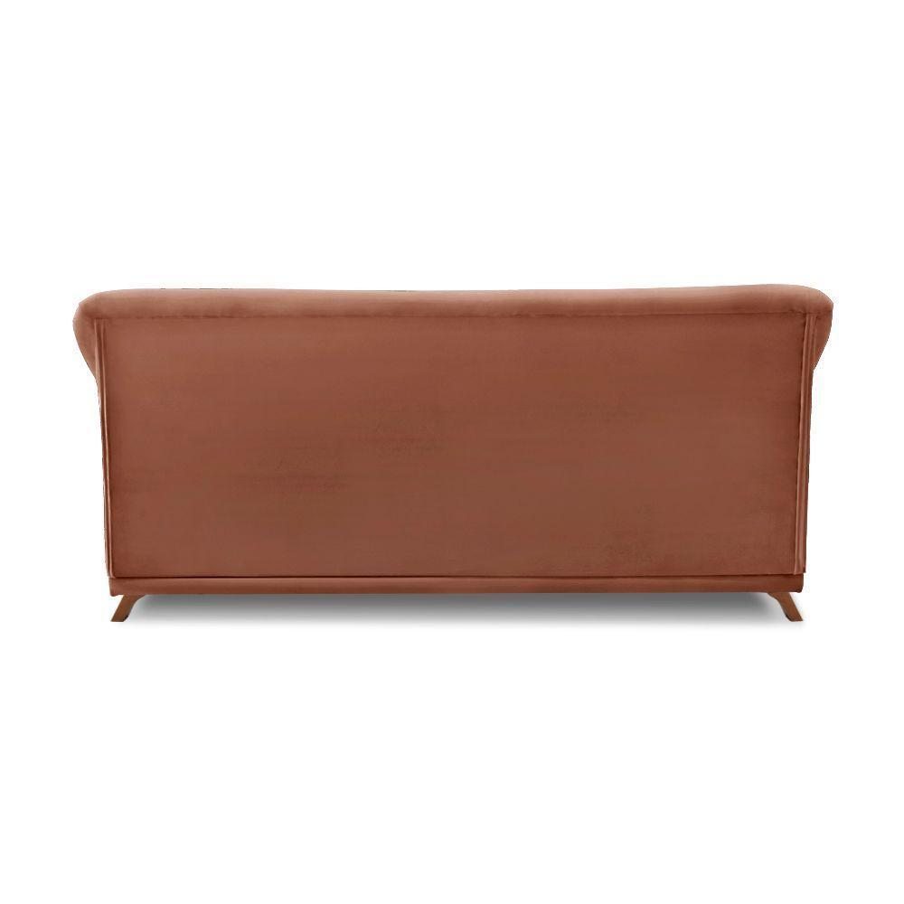 Sofá 2 Lugares Pé De Madeira Julieta 160 Cm Veludo S04 - D'rossi Cor Cobre - 2