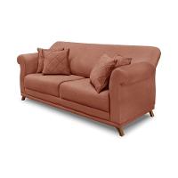 Sofá 2 Lugares Pé De Madeira Julieta 160 Cm Veludo S04 - D'rossi Cor Cobre - 1