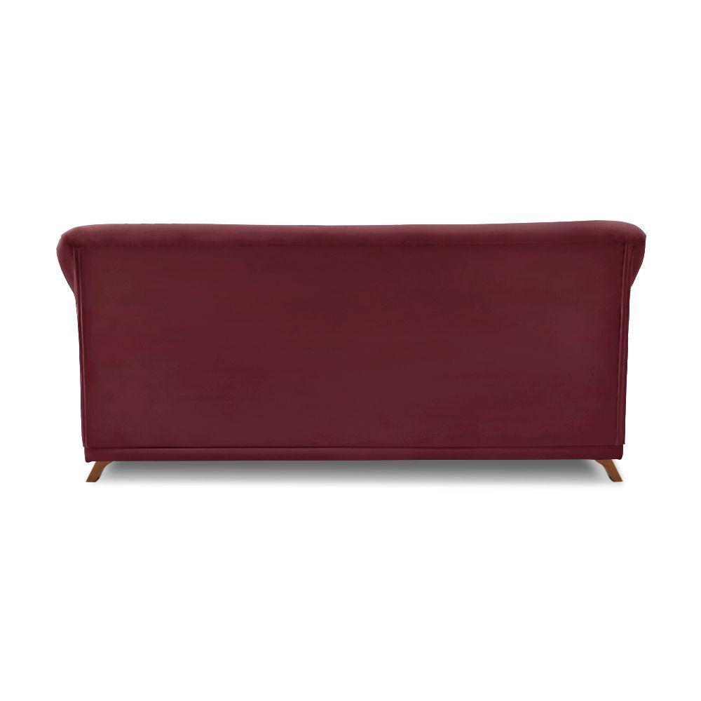 Sofá 2 Lugares Pé De Madeira Julieta 180 Cm Veludo S04 - D'rossi Cor Vinho - 2