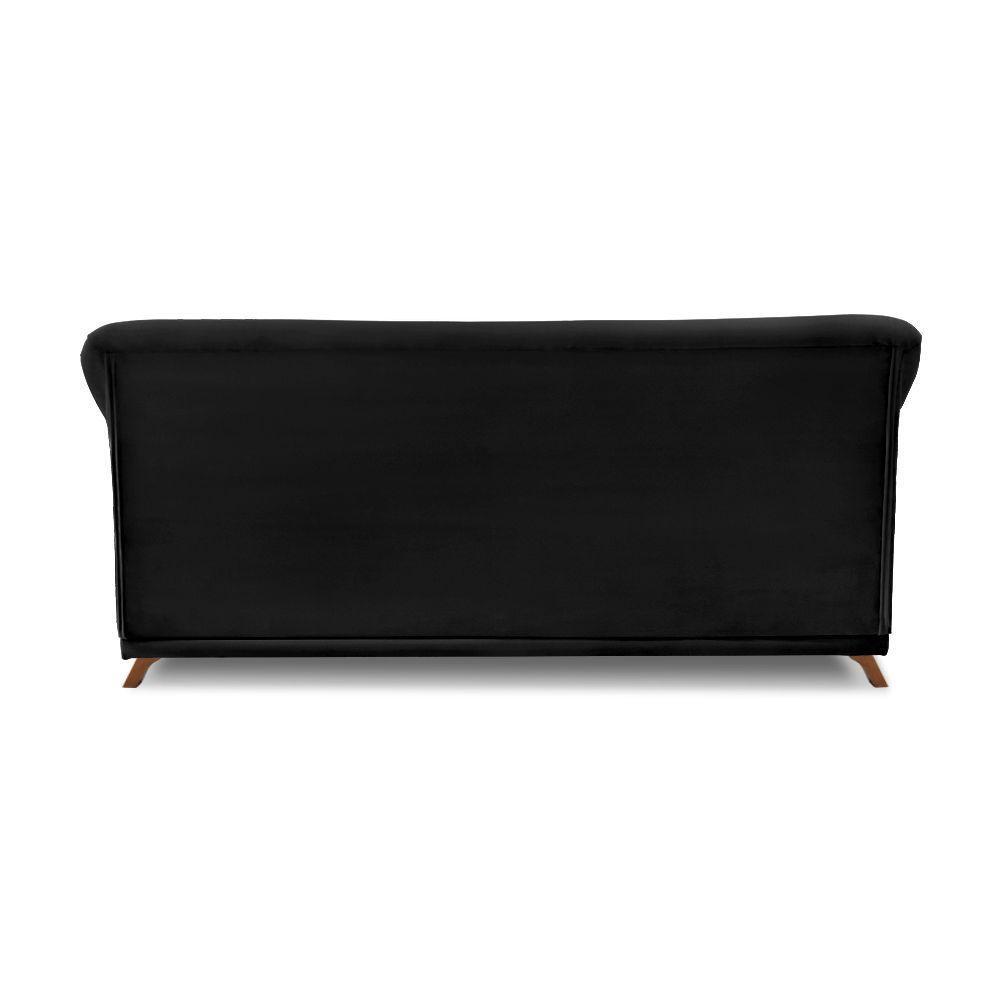 Sofá 2 Lugares Pé De Madeira Julieta 160 Cm Veludo S04 - D'rossi Cor Preto - 2