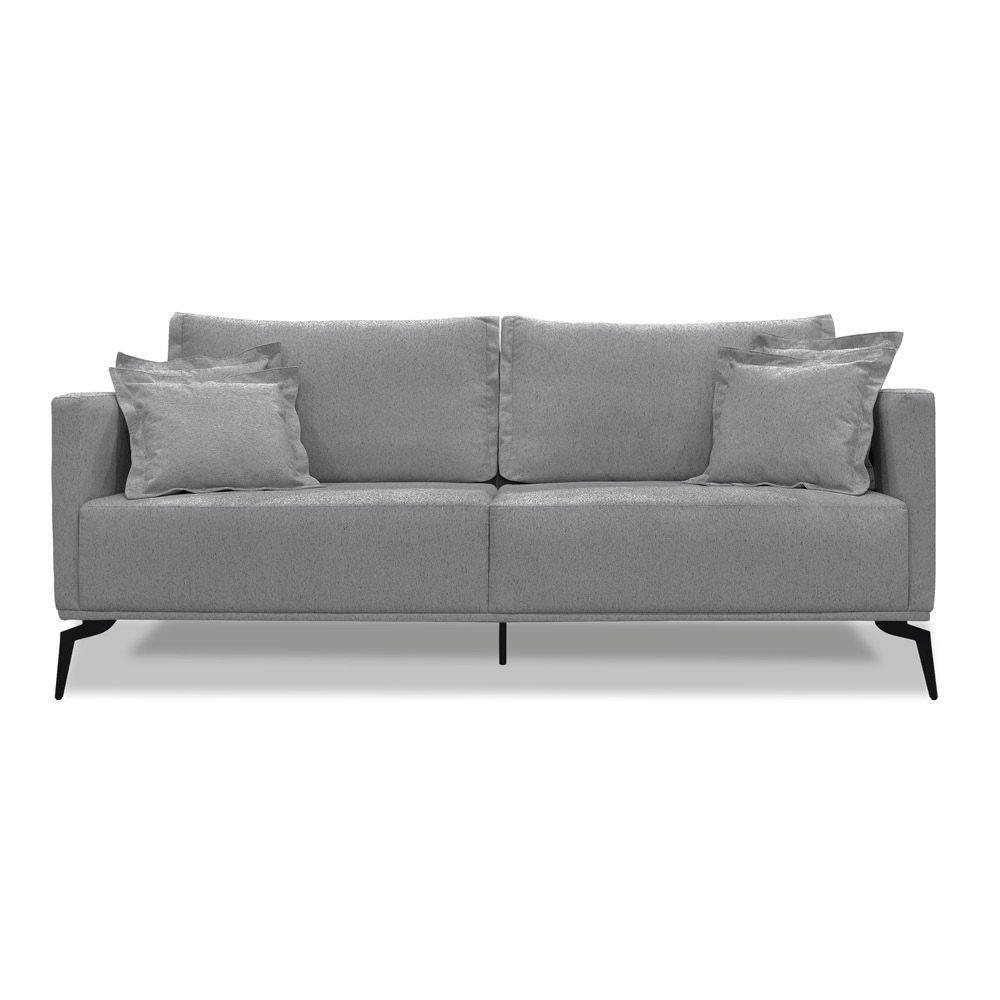 Sofá 2 Lugares Pé De Ferro Preto Rafaela 160 Cm Linho Cinza S04 - D'rossi - 3